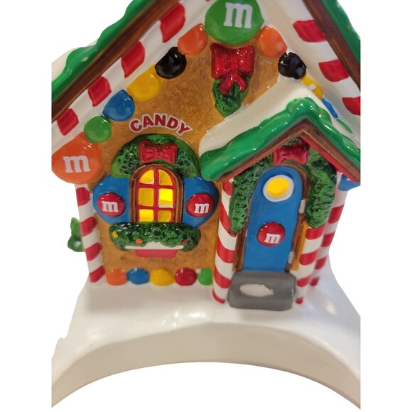 Department 56 M&M's Christmas Candy Shoppe Candy Dish Lighted House 2004 Works - Picture 5 of 15